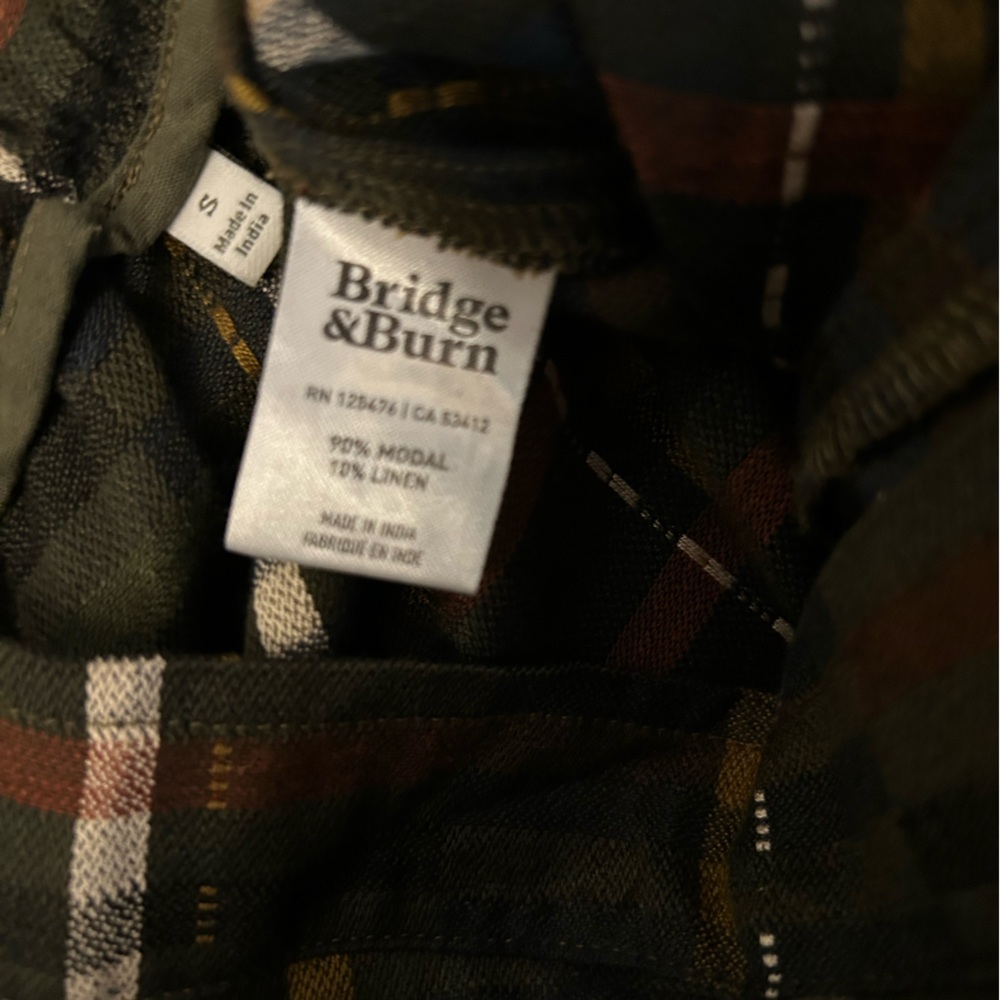 Bridge & Burn Sustainable High-Waist Olive Green Plaid Button-Front Midi Skirt - Picture 3 of 6